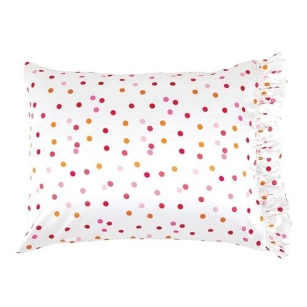 Bella Polka Dot Silk-Like Pillowcase With Ruffles & Zipper Closure 20" x 26"